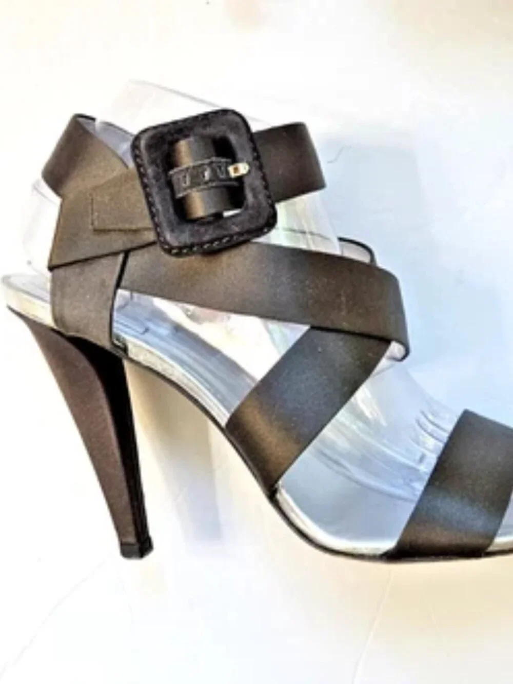 Roger Vivier Dark Choc Brown Satin Heeled Strappy Sandals Size EU 39.5 US 9.5
